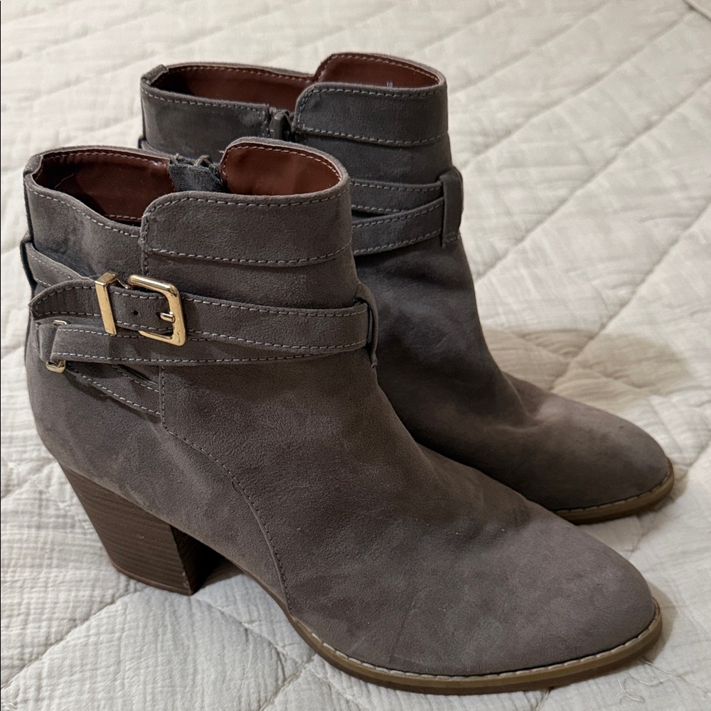 Express Gray Ankle Boots with Buckle